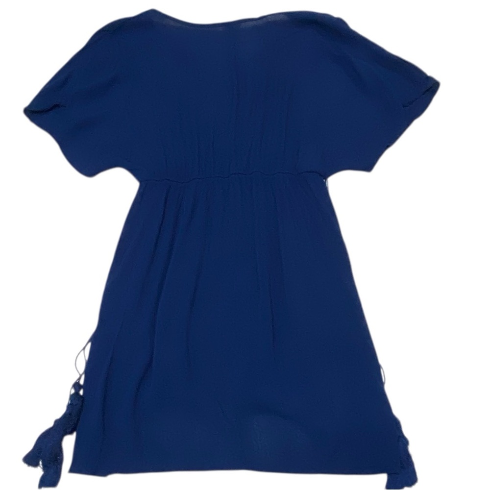 Time and Tru Blue Floral Embroidery Tassels Boho Tunic Top - Small - Picture 11 of 13